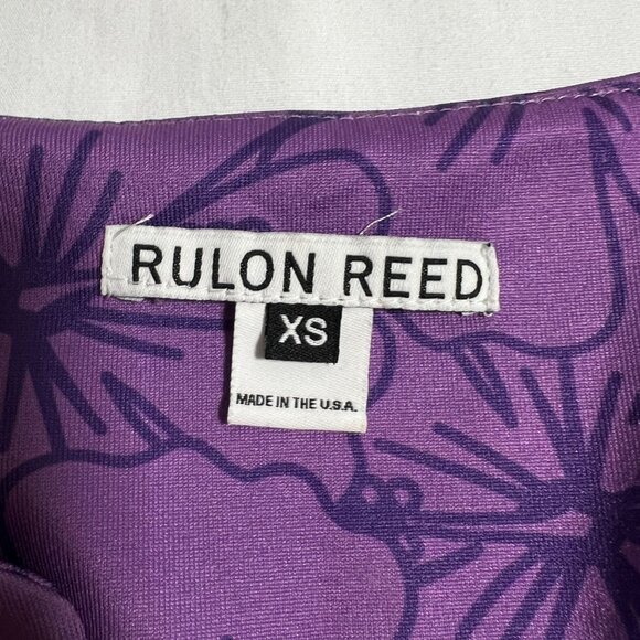 Rulon Reed Morgan Maxi Dress XS Green Purple Hibiscus Belt Sheath Resort - Picture 15 of 15